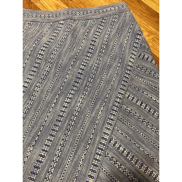LOFT Womens Chambray Wrap Skirt Size 4 Mini High Waist Fringe Hem Casual Cotton - Picture 6 of 13